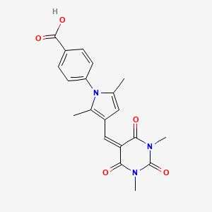 molecular formula C20H19N3O5 B11642722 4-{3-[(1,3-dimethyl-2,4,6-trioxotetrahydropyrimidin-5(2H)-ylidene)methyl]-2,5-dimethyl-1H-pyrrol-1-yl}benzoic acid 