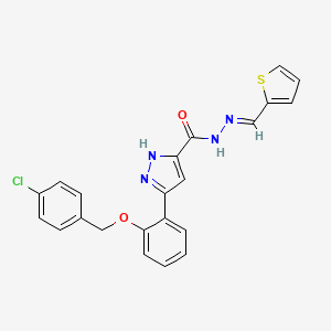 3-{2-[(4-chlorobenzyl)oxy]phenyl}-N'-[(E)-thiophen-2-ylmethylidene]-1H-pyrazole-5-carbohydrazide