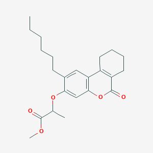 molecular formula C23H30O5 B11642746 methyl 2-[(2-hexyl-6-oxo-7,8,9,10-tetrahydro-6H-benzo[c]chromen-3-yl)oxy]propanoate 