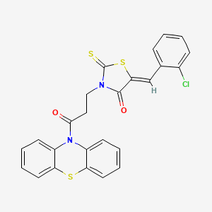 molecular formula C25H17ClN2O2S3 B11642764 (5Z)-5-(2-chlorobenzylidene)-3-[3-oxo-3-(10H-phenothiazin-10-yl)propyl]-2-thioxo-1,3-thiazolidin-4-one 