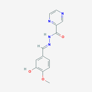 molecular formula C13H12N4O3 B11642774 Pyrazine-2-carboxylic acid (3-hydroxy-4-methoxy-benzylidene)-hydrazide 