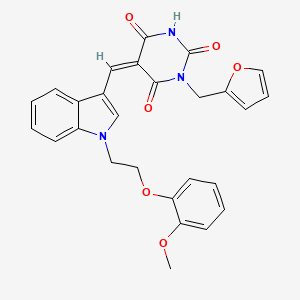 molecular formula C27H23N3O6 B11642778 (5Z)-1-(furan-2-ylmethyl)-5-({1-[2-(2-methoxyphenoxy)ethyl]-1H-indol-3-yl}methylidene)pyrimidine-2,4,6(1H,3H,5H)-trione 