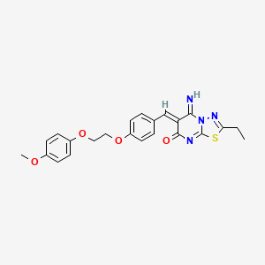 molecular formula C23H22N4O4S B11642794 (6Z)-2-ethyl-5-imino-6-{4-[2-(4-methoxyphenoxy)ethoxy]benzylidene}-5,6-dihydro-7H-[1,3,4]thiadiazolo[3,2-a]pyrimidin-7-one 