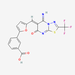 3-(5-{(Z)-[5-imino-7-oxo-2-(trifluoromethyl)-5H-[1,3,4]thiadiazolo[3,2-a]pyrimidin-6(7H)-ylidene]methyl}furan-2-yl)benzoic acid