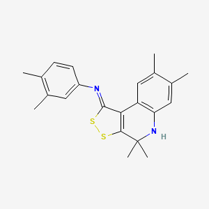 molecular formula C22H24N2S2 B11642843 3,4-dimethyl-N-[(1Z)-4,4,7,8-tetramethyl-4,5-dihydro-1H-[1,2]dithiolo[3,4-c]quinolin-1-ylidene]aniline 