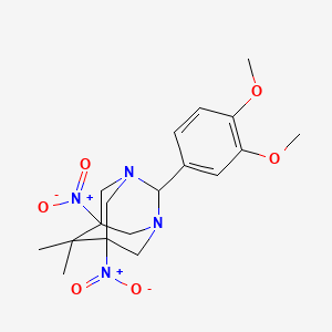 molecular formula C18H24N4O6 B11642852 2-(3,4-Dimethoxyphenyl)-6,6-dimethyl-5,7-dinitro-1,3-diazatricyclo[3.3.1.1~3,7~]decane 