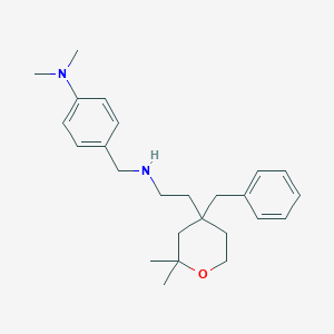 molecular formula C25H36N2O B11642914 4-({[2-(4-Benzyl-2,2-dimethyloxan-4-YL)ethyl]amino}methyl)-N,N-dimethylaniline 