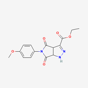 Ethyl 5-(4-methoxyphenyl)-4,6-dioxo-1,3a,4,5,6,6a-hexahydropyrrolo[3,4-c]pyrazole-3-carboxylate