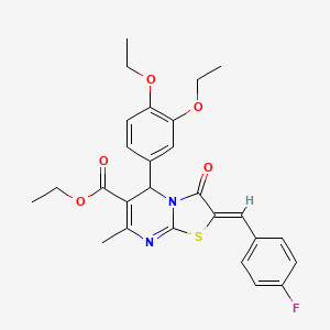 ethyl (2Z)-5-(3,4-diethoxyphenyl)-2-(4-fluorobenzylidene)-7-methyl-3-oxo-2,3-dihydro-5H-[1,3]thiazolo[3,2-a]pyrimidine-6-carboxylate