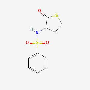 molecular formula C10H11NO3S2 B11642948 N-(2-oxothiolan-3-yl)benzenesulfonamide 