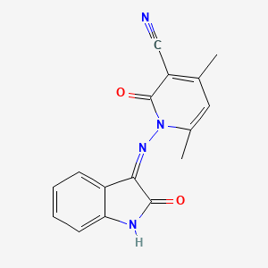 4,6-dimethyl-2-oxo-1-{[(3Z)-2-oxo-1,2-dihydro-3H-indol-3-ylidene]amino}-1,2-dihydropyridine-3-carbonitrile