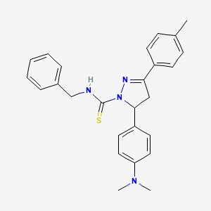 molecular formula C26H28N4S B11642986 N-benzyl-5-[4-(dimethylamino)phenyl]-3-(4-methylphenyl)-4,5-dihydro-1H-pyrazole-1-carbothioamide 