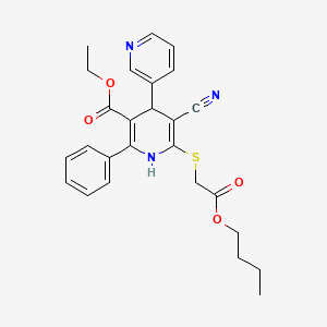 molecular formula C26H27N3O4S B11642987 Ethyl 6'-[(2-butoxy-2-oxoethyl)sulfanyl]-5'-cyano-2'-phenyl-1',4'-dihydro-3,4'-bipyridine-3'-carboxylate 