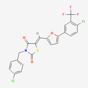 (5Z)-3-(4-chlorobenzyl)-5-({5-[4-chloro-3-(trifluoromethyl)phenyl]furan-2-yl}methylidene)-1,3-thiazolidine-2,4-dione