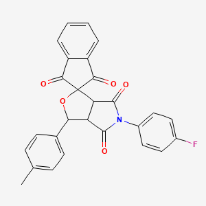 molecular formula C27H18FNO5 B11643002 5-(4-fluorophenyl)-3-(4-methylphenyl)-3a,6a-dihydrospiro[furo[3,4-c]pyrrole-1,2'-indene]-1',3',4,6(3H,5H)-tetrone 