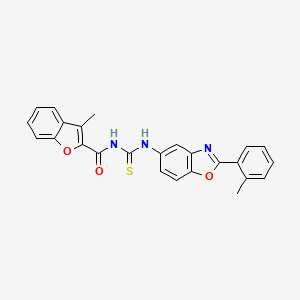 molecular formula C25H19N3O3S B11643003 3-methyl-N-{[2-(2-methylphenyl)-1,3-benzoxazol-5-yl]carbamothioyl}-1-benzofuran-2-carboxamide 