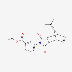 molecular formula C21H21NO4 B11643038 Ethyl 3-(8-isopropylidene-1,3-dioxo-1,3,3A,4,7,7A-hexahydro-2H-4,7-methanoisoindol-2-YL)benzoate CAS No. 5830-73-9