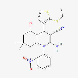 2-Amino-4-(2-(ethylthio)thiophen-3-yl)-7,7-dimethyl-1-(2-nitrophenyl)-5-oxo-1,4,5,6,7,8-hexahydroquinoline-3-carbonitrile