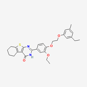 molecular formula C29H32N2O4S B11643047 2-{3-ethoxy-4-[2-(3-ethyl-5-methylphenoxy)ethoxy]phenyl}-5,6,7,8-tetrahydro[1]benzothieno[2,3-d]pyrimidin-4(3H)-one 