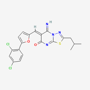 (6Z)-6-{[5-(2,4-dichlorophenyl)furan-2-yl]methylidene}-5-imino-2-(2-methylpropyl)-5,6-dihydro-7H-[1,3,4]thiadiazolo[3,2-a]pyrimidin-7-one