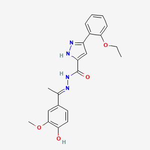 molecular formula C21H22N4O4 B11643075 5-(2-Ethoxyphenyl)-N'-(1-(4-hydroxy-3-methoxyphenyl)ethylidene)-1H-pyrazole-3-carbohydrazide CAS No. 303107-84-8