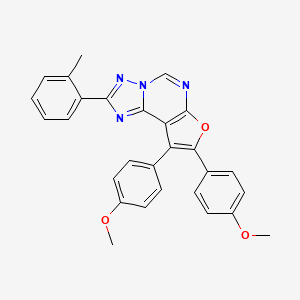 molecular formula C28H22N4O3 B11643094 8,9-Bis(4-methoxyphenyl)-2-(2-methylphenyl)furo[3,2-e][1,2,4]triazolo[1,5-c]pyrimidine 