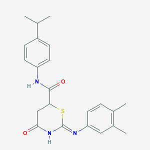 molecular formula C22H25N3O2S B11643111 2-[(3,4-dimethylphenyl)amino]-4-oxo-N-[4-(propan-2-yl)phenyl]-5,6-dihydro-4H-1,3-thiazine-6-carboxamide 