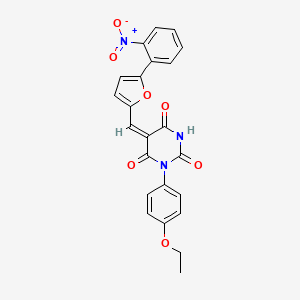 molecular formula C23H17N3O7 B11643126 (5E)-3-(4-ethoxyphenyl)-6-hydroxy-5-{[5-(2-nitrophenyl)furan-2-yl]methylidene}pyrimidine-2,4(3H,5H)-dione 