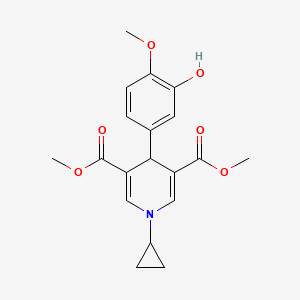 molecular formula C19H21NO6 B11643136 Dimethyl 1-cyclopropyl-4-(3-hydroxy-4-methoxyphenyl)-1,4-dihydropyridine-3,5-dicarboxylate 