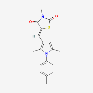 molecular formula C18H18N2O2S B11643169 (5Z)-5-{[2,5-dimethyl-1-(4-methylphenyl)-1H-pyrrol-3-yl]methylidene}-3-methyl-1,3-thiazolidine-2,4-dione 