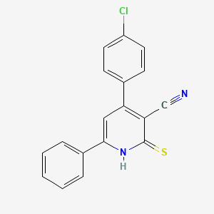 molecular formula C18H11ClN2S B11643184 3-Pyridinecarbonitrile, 1,2-dihydro-4-(4-chlorophenyl)-6-phenyl-2-thioxo- CAS No. 78564-16-6