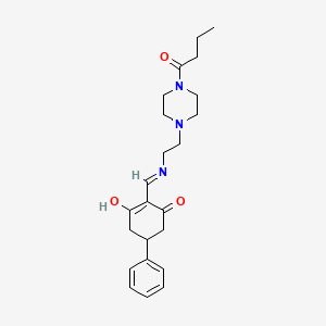 molecular formula C23H31N3O3 B11643251 2-({[2-(4-Butanoylpiperazin-1-yl)ethyl]amino}methylidene)-5-phenylcyclohexane-1,3-dione 