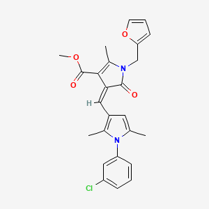 molecular formula C25H23ClN2O4 B11643252 methyl (4Z)-4-{[1-(3-chlorophenyl)-2,5-dimethyl-1H-pyrrol-3-yl]methylidene}-1-(furan-2-ylmethyl)-2-methyl-5-oxo-4,5-dihydro-1H-pyrrole-3-carboxylate 