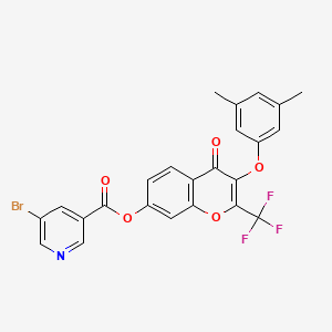 molecular formula C24H15BrF3NO5 B11643257 3-(3,5-dimethylphenoxy)-4-oxo-2-(trifluoromethyl)-4H-chromen-7-yl 5-bromonicotinate 