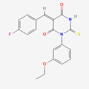 molecular formula C19H15FN2O3S B11643264 (5Z)-1-(3-ethoxyphenyl)-5-(4-fluorobenzylidene)-2-thioxodihydropyrimidine-4,6(1H,5H)-dione 