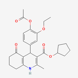 Cyclopentyl 4-[4-(acetyloxy)-3-ethoxyphenyl]-2-methyl-5-oxo-1,4,5,6,7,8-hexahydroquinoline-3-carboxylate