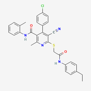 molecular formula C31H27ClN4O2S B11643284 4-(4-chlorophenyl)-5-cyano-6-({2-[(4-ethylphenyl)amino]-2-oxoethyl}sulfanyl)-2-methyl-N-(2-methylphenyl)pyridine-3-carboxamide 