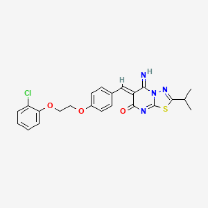 molecular formula C23H21ClN4O3S B11643291 (6Z)-6-{4-[2-(2-chlorophenoxy)ethoxy]benzylidene}-5-imino-2-(propan-2-yl)-5,6-dihydro-7H-[1,3,4]thiadiazolo[3,2-a]pyrimidin-7-one 