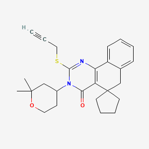 molecular formula C26H30N2O2S B11643304 3-(2,2-dimethyltetrahydro-2H-pyran-4-yl)-2-(prop-2-yn-1-ylsulfanyl)-3H-spiro[benzo[h]quinazoline-5,1'-cyclopentan]-4(6H)-one 