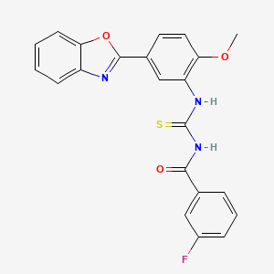 molecular formula C22H16FN3O3S B11643313 N-{[5-(1,3-benzoxazol-2-yl)-2-methoxyphenyl]carbamothioyl}-3-fluorobenzamide 