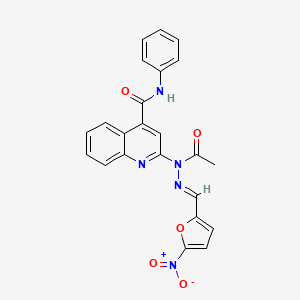 2-{(2E)-1-acetyl-2-[(5-nitrofuran-2-yl)methylidene]hydrazinyl}-N-phenylquinoline-4-carboxamide