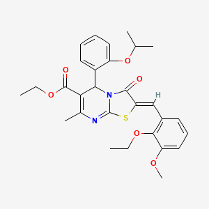 Ethyl (2Z)-2-[(2-ethoxy-3-methoxyphenyl)methylidene]-7-methyl-3-oxo-5-[2-(propan-2-yloxy)phenyl]-2H,3H,5H-[1,3]thiazolo[3,2-A]pyrimidine-6-carboxylate