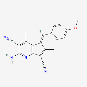 molecular formula C20H16N4O B11643330 (5E)-2-amino-5-(4-methoxybenzylidene)-4,6-dimethyl-5H-cyclopenta[b]pyridine-3,7-dicarbonitrile 