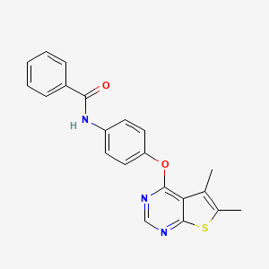 molecular formula C21H17N3O2S B11643332 N-[4-({5,6-Dimethylthieno[2,3-D]pyrimidin-4-YL}oxy)phenyl]benzamide 