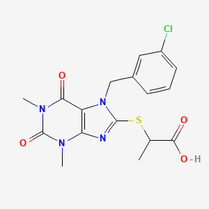 molecular formula C17H17ClN4O4S B11643357 2-{[7-(3-chlorobenzyl)-1,3-dimethyl-2,6-dioxo-2,3,6,7-tetrahydro-1H-purin-8-yl]sulfanyl}propanoic acid 