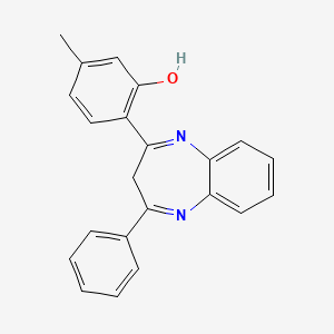 molecular formula C22H18N2O B11643407 5-methyl-2-(4-phenyl-3H-1,5-benzodiazepin-2-yl)phenol 