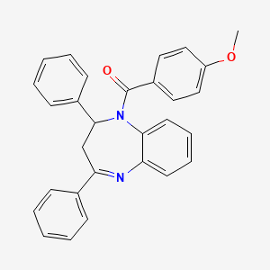 molecular formula C29H24N2O2 B11643464 1-(4-methoxybenzoyl)-2,4-diphenyl-2,3-dihydro-1H-1,5-benzodiazepine 