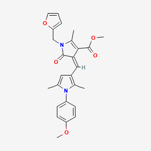 molecular formula C26H26N2O5 B11643503 methyl (4Z)-1-(furan-2-ylmethyl)-4-{[1-(4-methoxyphenyl)-2,5-dimethyl-1H-pyrrol-3-yl]methylidene}-2-methyl-5-oxo-4,5-dihydro-1H-pyrrole-3-carboxylate 