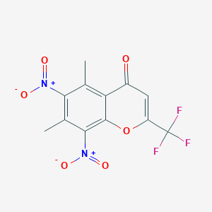 molecular formula C12H7F3N2O6 B11643513 5,7-dimethyl-6,8-dinitro-2-(trifluoromethyl)-4H-chromen-4-one 