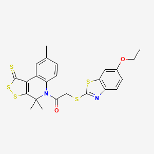 5-{[(6-ethoxy-1,3-benzothiazol-2-yl)thio]acetyl}-4,4,8-trimethyl-4,5-dihydro-1H-[1,2]dithiolo[3,4-c]quinoline-1-thione